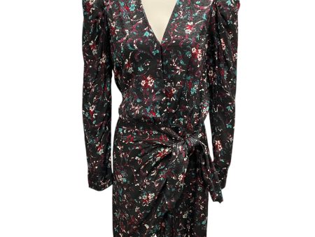 Isabel Marant Etoile Black Multi Baikal Printed Wrap Dress on Sale