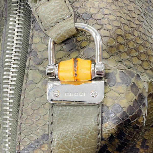 Gucci Green Python Bamboo Bar Bag Online now