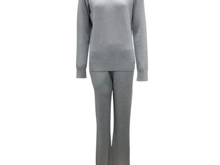 Olivia von Halle Grey Silk and Cashmere Knit Track Suit on Sale