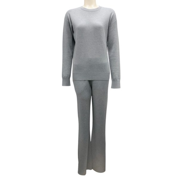 Olivia von Halle Grey Silk and Cashmere Knit Track Suit on Sale