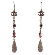 Chanel Purple   Gold Glass and Crystal Long Dangle Earrings Sale