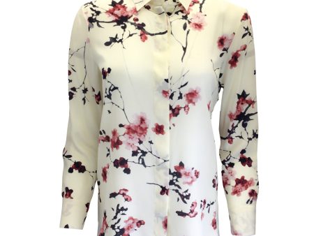 Altuzarra Ivory Cherry Blossom Print Long Sleeved Silk Blouse Online now