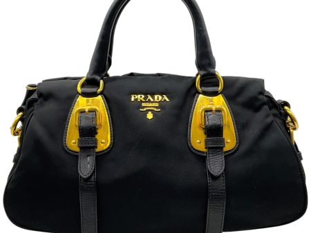 Prada Black Belted Tessuto Two Way Bag Sale