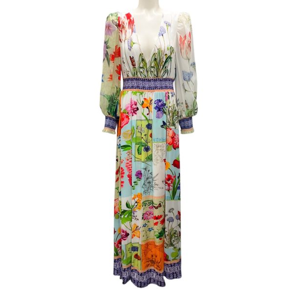 Alice + Olivia White Multi Bellami Printed Maxi Dress Online now