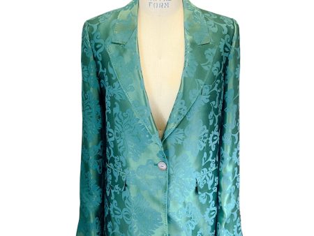 Ann Demeulemeester Emerald Green Jacquard Blazer For Cheap