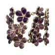 Chanel Purple Glass Flowers with Rhinestones Bracelet Hot on Sale