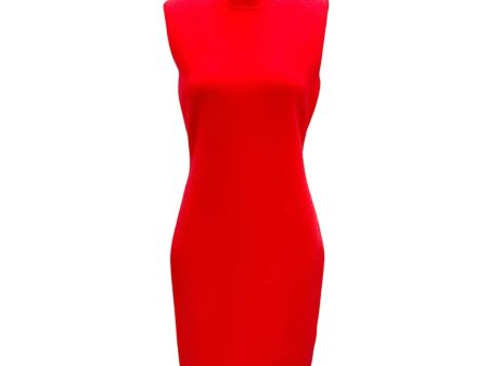 Max Mara Red Larix Sleeveless Wool Stretch Knit Turtleneck Dress Supply