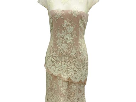 Angel Sanchez Lime   Beige Lace Overlay Cocktail Dress Online Sale