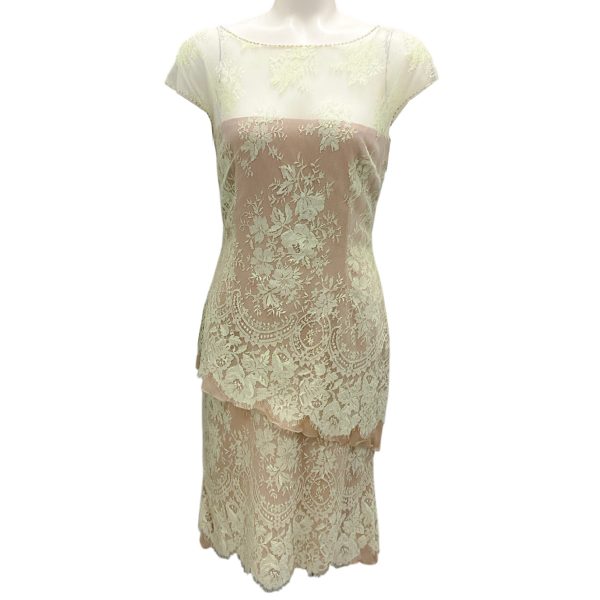 Angel Sanchez Lime   Beige Lace Overlay Cocktail Dress Online Sale