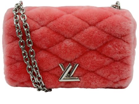 Louis Vuitton Pink Shearling Shoulder Bag with Logo Turn Lock Online Hot Sale