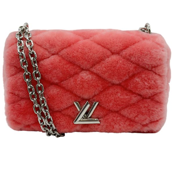 Louis Vuitton Pink Shearling Shoulder Bag with Logo Turn Lock Online Hot Sale