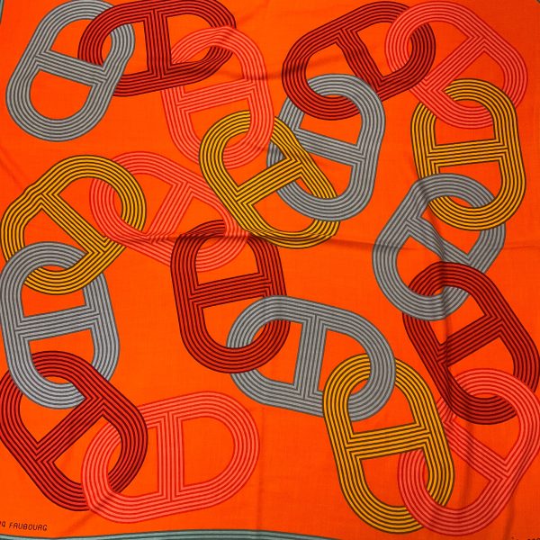 Hermes Orange   Red Multi Circuit 24 Faubourg Large Cashmere and Silk Scarf Online Hot Sale