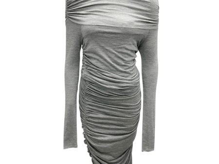 Michael Kors Collection Banker Mel Grey Ruched Gathered Dress on Sale