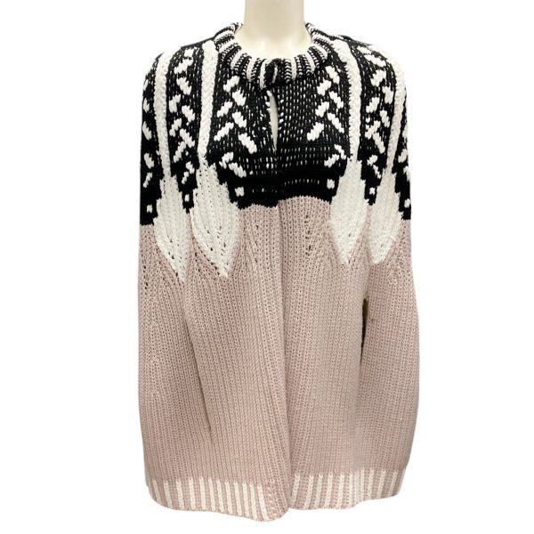 Peter Pilotto Beige   White   Black Wool Knit Poncho   Cape For Sale