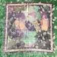 Chanel Green   Purple Leaf Design Square Scarf Wrap Discount