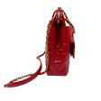 Chanel Red 2023 Quilted Patent Leather Wavy Handbag Discount