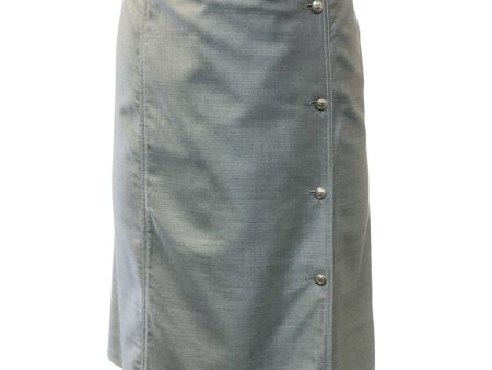 Chanel Silver Grey Wool and Silk Skirt with Buttons Sale