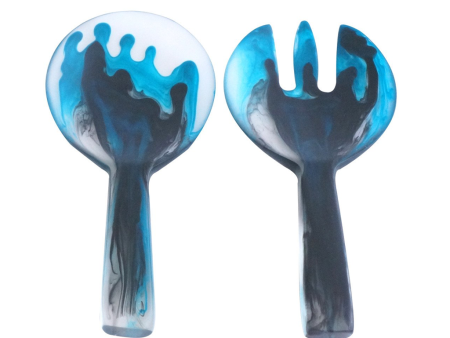 JUMBO SALAD SERVERS IN NAVY SWIRL For Cheap