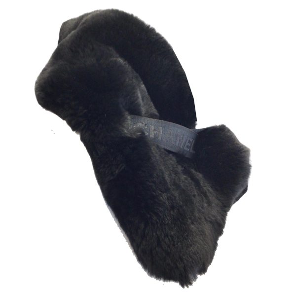 Chanel Black Rex Rabbit Fur Collar   Scarf For Discount