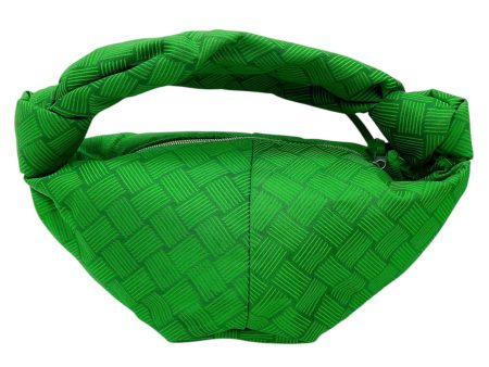 Bottega Veneta Green Jacquard Mini Double Knot Handbag For Sale