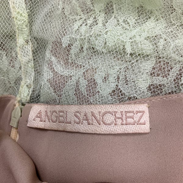 Angel Sanchez Lime   Beige Lace Overlay Cocktail Dress Online Sale