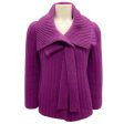 Oscar de la Renta Purple Fall 2008 Ribbed Knit Cashmere Cardigan Sweater Supply