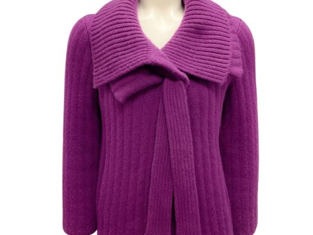 Oscar de la Renta Purple Fall 2008 Ribbed Knit Cashmere Cardigan Sweater Supply