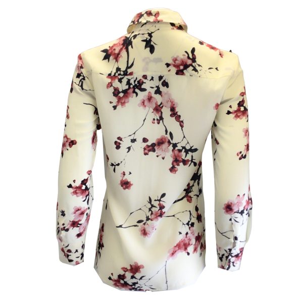 Altuzarra Ivory Cherry Blossom Print Long Sleeved Silk Blouse Online now