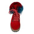 Mr & Mrs Italy Red   Blue Fox Fur Trimmed Shearling Lined Suede Boots Discount