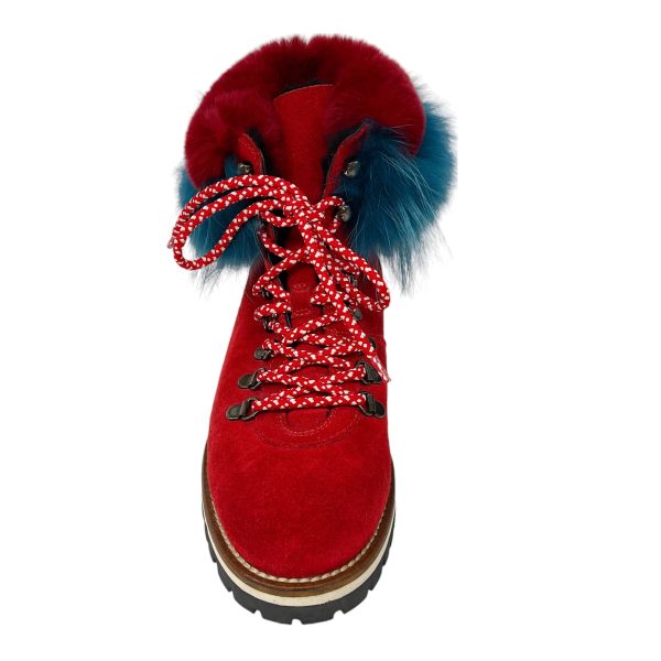 Mr & Mrs Italy Red   Blue Fox Fur Trimmed Shearling Lined Suede Boots Discount