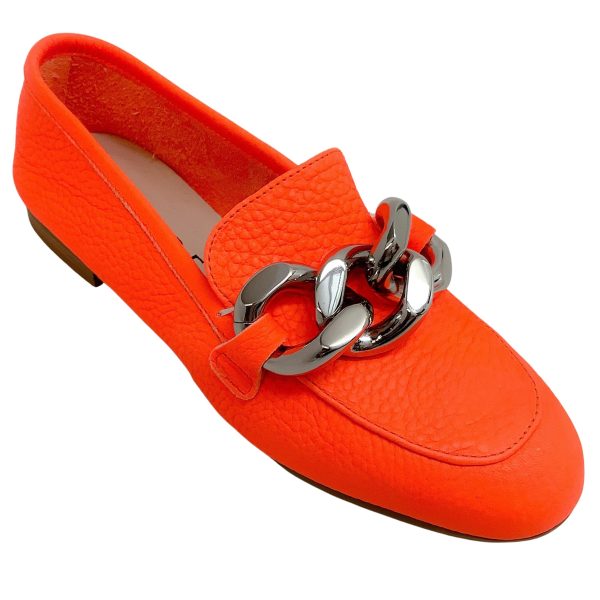 Casadei Orange Antilope Chunky Chain Loafers For Sale