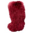 Sonia Rykiel Burgundy Knee-High Lamb Fur Boots on Sale