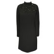 Carolina Herrera Black Bejeweled Long Sleeved Crepe Dress Discount