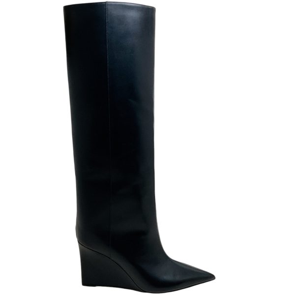 Jimmy Choo Black Leather Blake Wedge Boots Sale