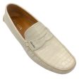 Prada Men s Ivory Crocodile Leather Driving Loafers on Sale