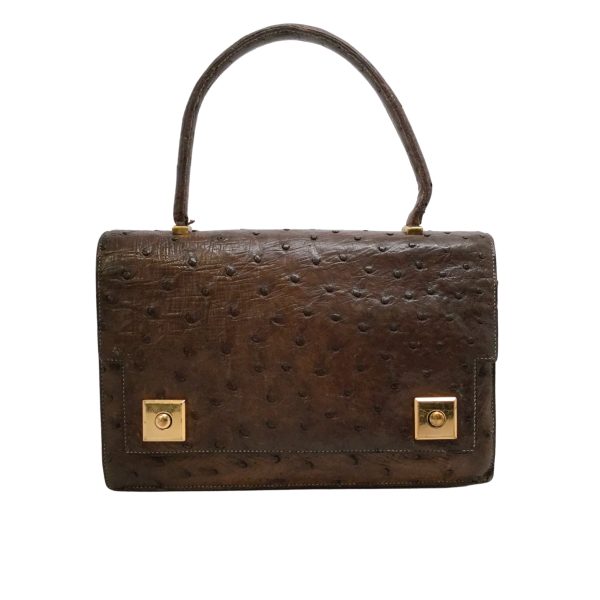 Hermès 1955 Dark Brown Ostrich Leather Satchel Supply