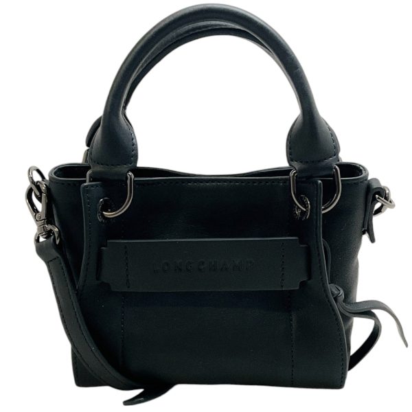 Longchamp Black Leather Extra Small 3D Crossbody Bag Supply