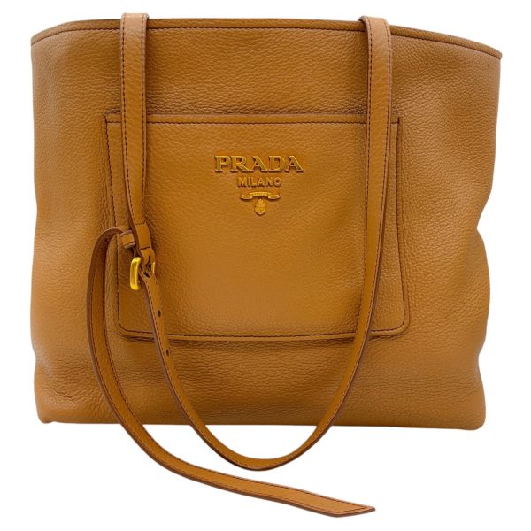 Prada Caramel Vitello Daino Leather Shopping Handbag on Sale