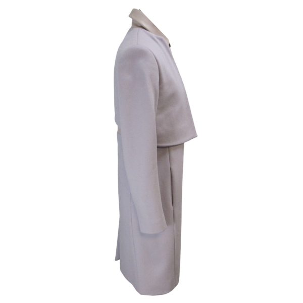 The Row Lilac Wool and Lambskin Leather Coat Online Hot Sale