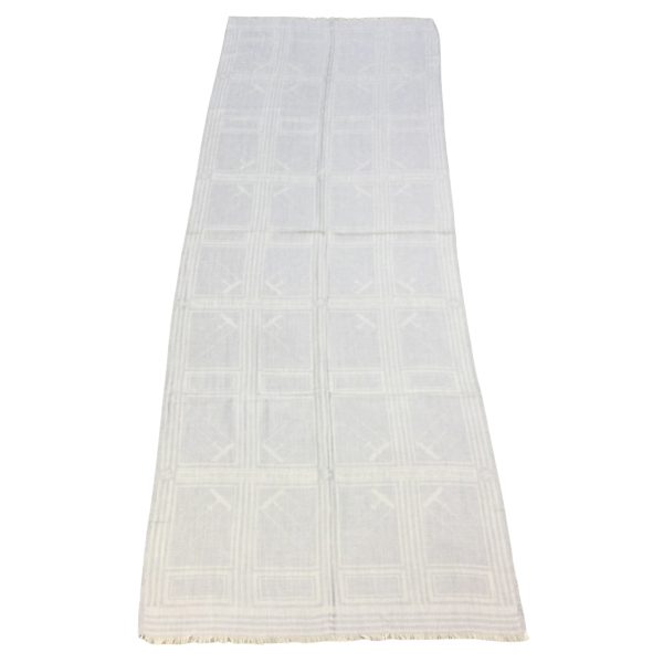 Chanel Light Blue Printed Fringed Trim Cashmere and Silk Rectangular Scarf Wrap Fashion