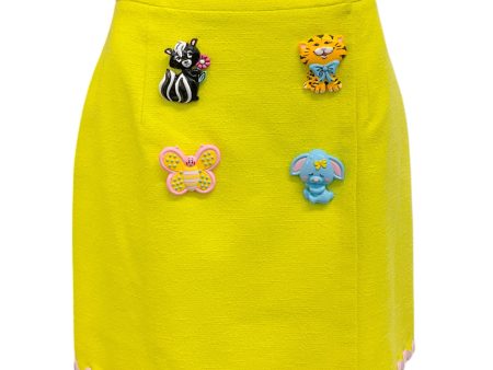 Moschino Couture Lime   Lavender Animals Skirt For Cheap