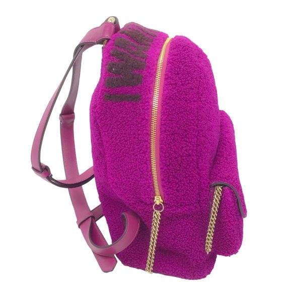 Jimmy Choo Cassie Magenta   Grape I Want Choo Logo Intarsia Sherling Backpack Online