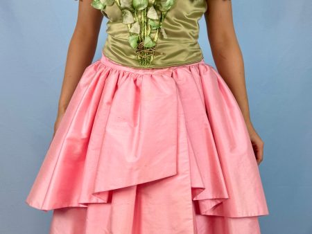 1990’s French Designer Silk Floral Top & Skirt Set on Sale