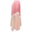 LoveShackFancy Pink   Ivory Lace Detail Satin Midi Skirt Cheap