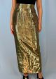 Chanel Gold Lamé Handbag Button Maxi Skirt Hot on Sale