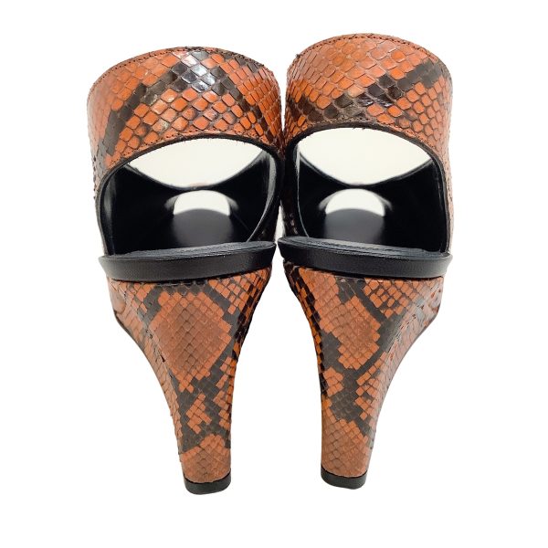 Celine Rust Python Peep Toe Wedges on Sale