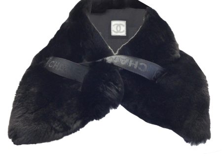 Chanel Black Rex Rabbit Fur Collar   Scarf For Discount