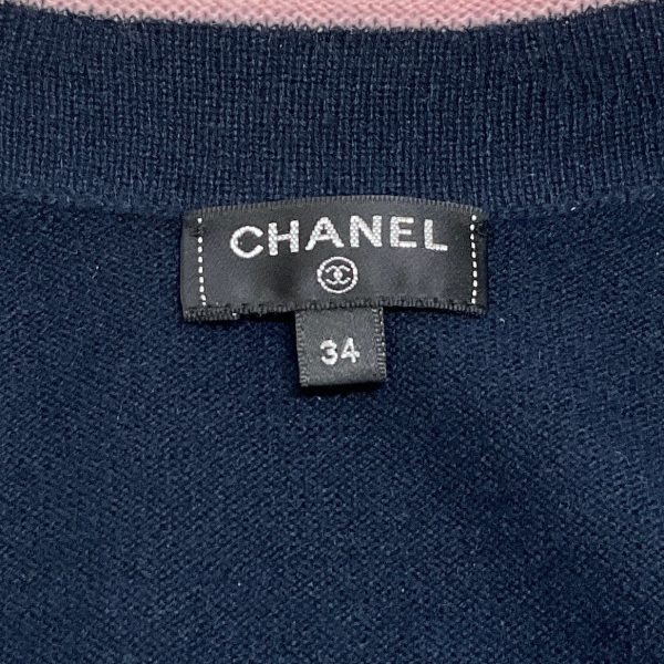 Chanel Navy Blue Cashmere Cardigan with Pink Trim Online now