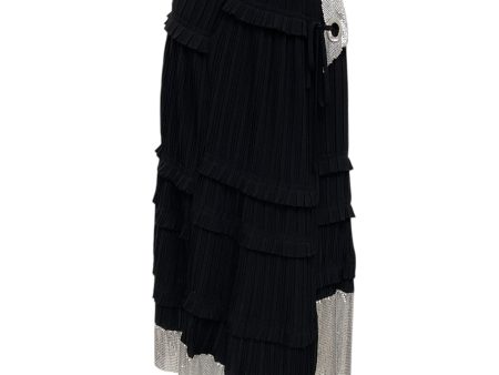 3.1 Phillip Lim Black Pleated Skirt with Silver Chainmail Detail Sale