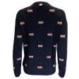 Thom Browne Navy Blue Bow Design Long Sleeved Button-down Cashmere Knit Cardigan Sweater Hot on Sale